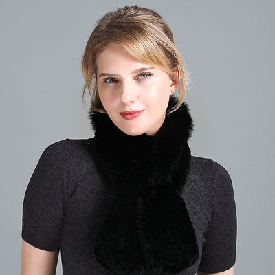 Rex Fur Scarf Women's Knitted Thick Warm