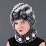 Rex Fur Warm Hat Scarf Two-piece Set