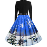 Christmas Tree Print Long Sleeve Dress