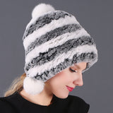 Three-ball Ear Protection Rex Rabbit Fur Hat