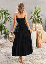 Solid Color Tube Top Big Swing Dress