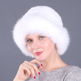 Warm Winter Fox Fur Rex Rabbit Fur Woven Hat