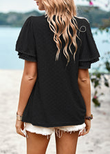 Solid Color Hollow Knit Top