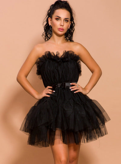 Party Nightclub Mini Mesh Pleated Skirt Short