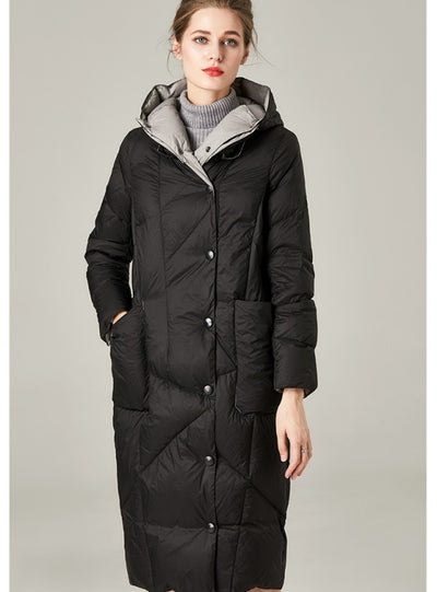 Long White Duck Down Ladies' Coat