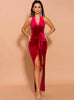 Sexy Irregular Split Velvet V-neck Dress