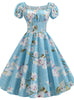 Blue Print Square Short Prom Dress