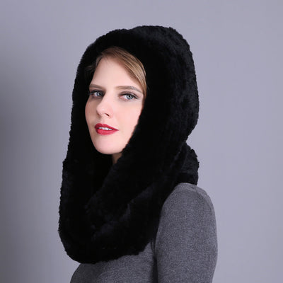 Rex Fur Hat Scarf Integrated Hat Scarf Dual-purpose