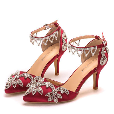 Silk Satin Fine Rhinestone Sandals