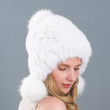 Rabbit Fur Fox Fur Ball Ear Protection Thick Warm Hat