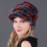 Woman Warm Rex Rabbit Hair Knitted Hat