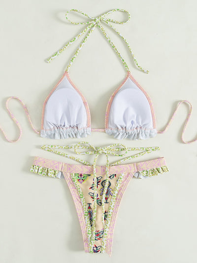 Halter Swimsuit Yellow Strap Bikini