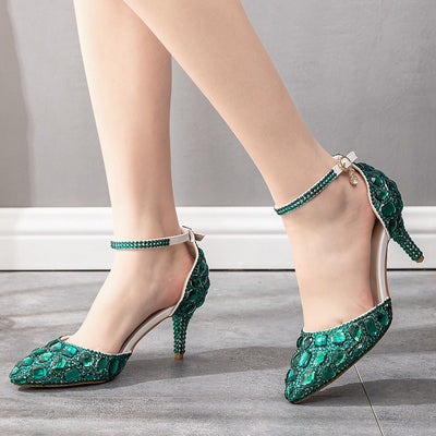 Cinderella Pointed Crystal Diamond High-heeled Sandals