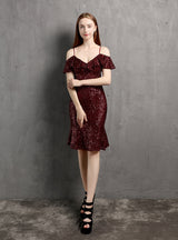 Sheath Sequins Straps Party Dress