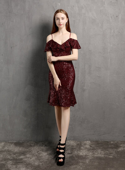 Sheath Sequins Straps Party Dress