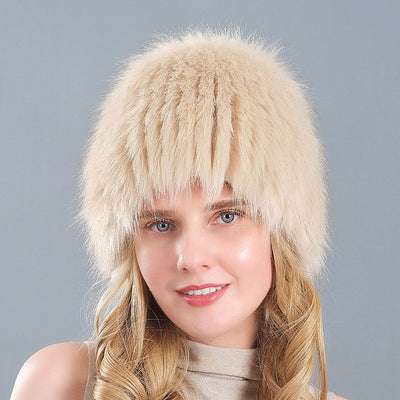 Women Fox-like Fur Straw Hat