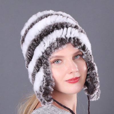 Thickened Rex Rabbit Fur Hat Earmuffs