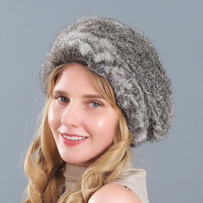 Rabbit Fur Hat Winter Ladies Warm Hat