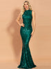 Sexy Round Neck Sleeveless Sequins Dinner Party Dress