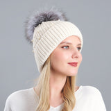 Rabbit Hair Blended Pearl Knitted Hat