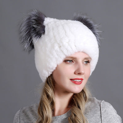 Rex Fur Hats Ladies Thicken Keep Warm