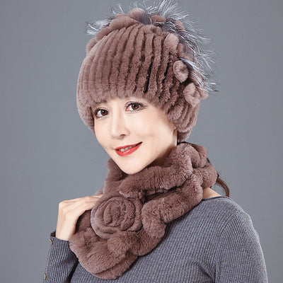 Rex Fur Hat Winter Scarf Collar Suit
