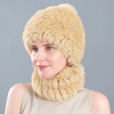 Rabbit Fur Hat Winter Rabbit Fur Scarf Set