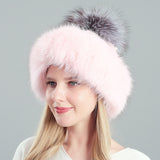 Thickened Rabbit Hair Blended Pearl Knitted Hat