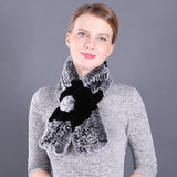 Women Warm Wool Rex Fur Scarf Neck Girl Winter