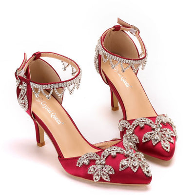 Silk Satin Fine Rhinestone Sandals