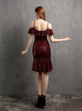 Sheath Sequins Straps Party Dress