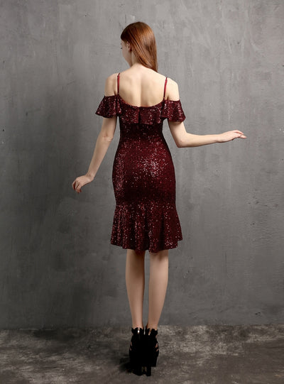 Sheath Sequins Straps Party Dress