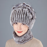 Rabbit Fur Straw Hat Scarf Two-piece Suit