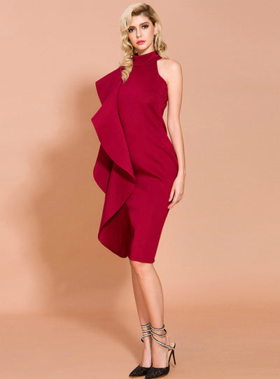 Summer Space Cotton Ruffled Neck Host Dress