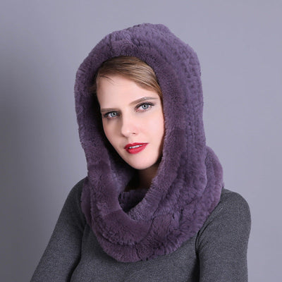 Rex Fur Hat Scarf Integrated Hat Scarf Dual-purpose