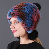 Three-ball Ear Protection Rex Rabbit Fur Hat