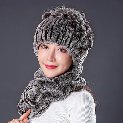 Rex Fur Hat Winter Scarf Collar Suit