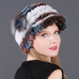 Woman Warm Rex Rabbit Hair Knitted Hat