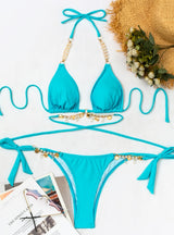 Pearl Crystal Pendant Strap Sexy Swimsuit