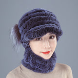 Colorful Rex Fur Hat Scarf Set