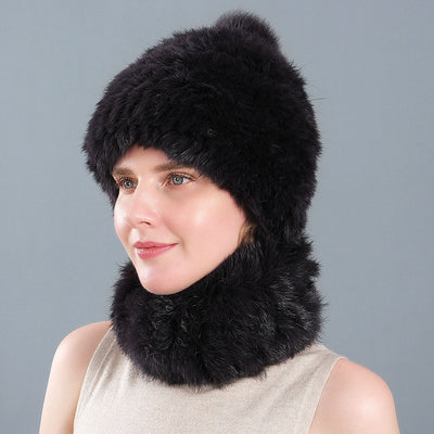 Rabbit Fur Hat Winter Rabbit Fur Scarf Set