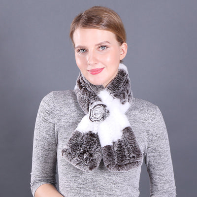 Women Warm Wool Rex Fur Scarf Neck Girl Winter