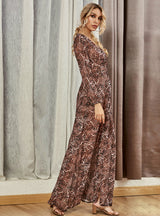 Women's Printed Leopard Skirt Slim Split Dress