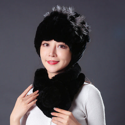 Rex Fur Hat Winter Scarf Collar Suit