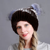 Rex Fur Hats Ladies Thicken Keep Warm