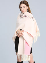 Embroidered Knitted Shawl Cloak Bat Sleeve