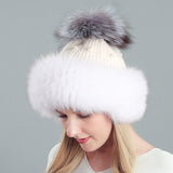 Thickened Rabbit Hair Blended Pearl Knitted Hat