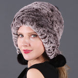 Three-ball Ear Protection Rex Rabbit Fur Hat
