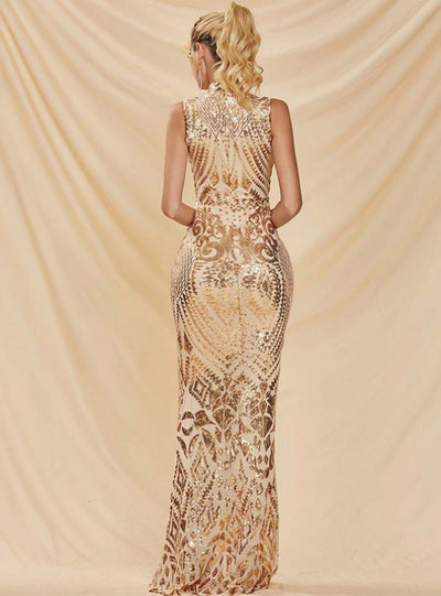 Sexy Round Neck Sleeveless Sequins Dinner Party Dress