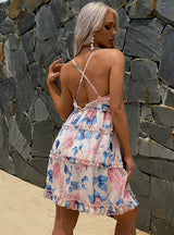 Sling Chiffon Floral Beach Skirt Holiday Dress